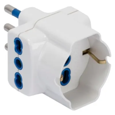 Multiple Adaptor - 2p+e 16a S17 - 2 Output Italian Standard 16a Dual Amperage - 1 Output Italian/german Standard 16a Dual Amperage - Bianco