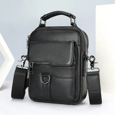 Geanta de umar pentru barbati, Nexar GT3808, piele naturala, Negru