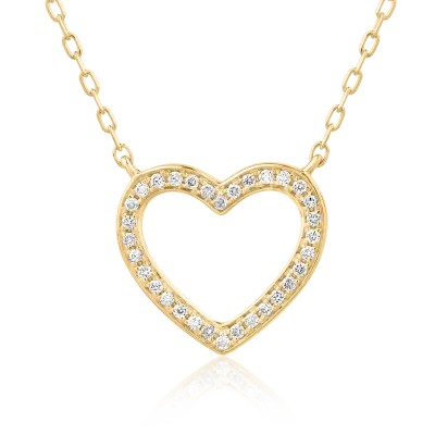 Lant cu pandantiv inima din aur galben cu diamante de 0.07ct
