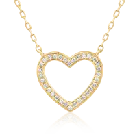 Lant cu pandantiv inima din aur galben cu diamante de 0.07ct