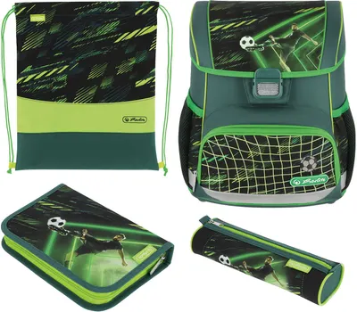 Set școlar Herlitz Loop Plus - Game Changer, ghiozdan două penare și un săculeț