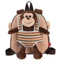 Ghiozdan grădiniță, reversibil, maimuțică de pluș, detașabilă, 21cm