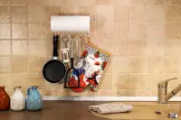 Suport prosop hârtie cu 5 cârlige, cromat, prindere prin lipire – montaj rapid fără găurire