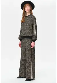 Pantaloni animal print cu croiala ampla Cosmos