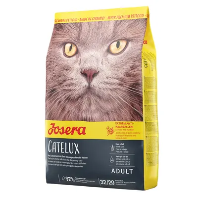 Josera Catelux 8x400 g hrană uscată pentru pisici: cu rață și cartofi, pentru pisici predispuse la ghemotoace de blană