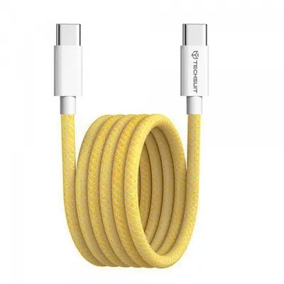 Cablu Date si Incarcare USB-C - USB-C Techsuit PCB114D, 60W, 1m, Galben