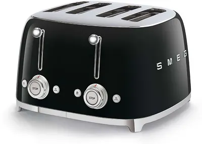 Prăjitor de pâine dublu Smeg - TSF03BLEU, 2000W, 6 viteze, negru