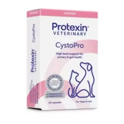 Protexin CystoPro, supliment pentru sănătatea tractului urinar la câini și pisici: 20 mg proantocianidine, 125 mg N-acetil-D-glucozamină