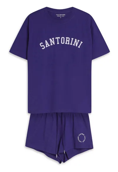 Pijama dama Nimes albastru - Text