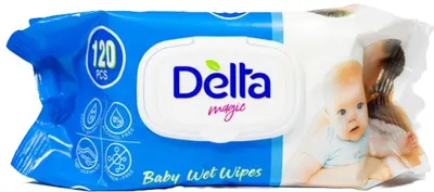 Șervețele umede pentru bebeluși Delta Magic - 120 buc, albastru