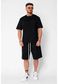 Tricou regular Ripped Black 21188 - Negru