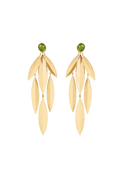Cercei Olive cu cuart verde - placati cu aur