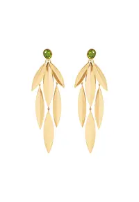 Cercei Olive cu cuart verde - placati cu aur
