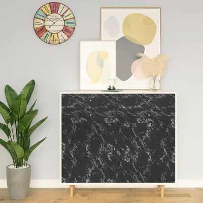 Gossi folie de mobilier autoadeziva, negru piatra, 500x90 cm, pvc