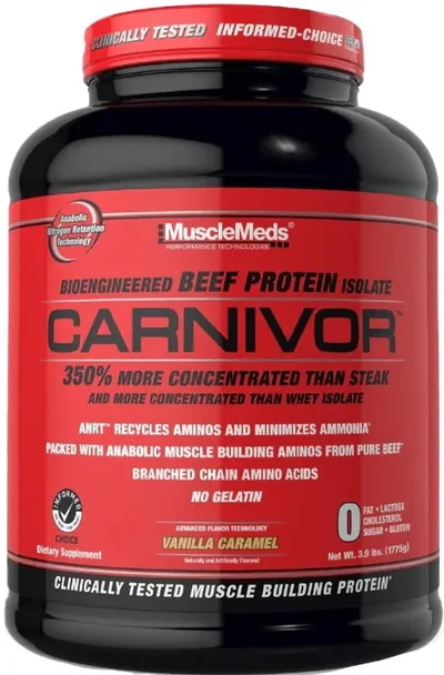 Carnivor Beef Protein, vanilie și caramel, 1775 g, Muscle Meds