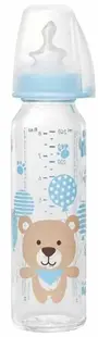 Biberon din sticlă pentru copii NIP - Flow M, 0-6 l, 250 ml, boy