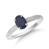Inel din aur alb cu safir de 0.917ct si diamante de 0.212ct