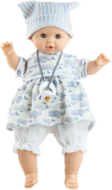 Păpușă Paola Reina Alex & Sonia - Sonia, cu rochie cu balene și pălărie, 36 cm
