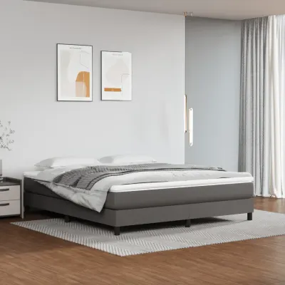 vidaXL Saltea cu arcuri buzunar, fermitate medie, gri, 160x200x20 cm, piele ecologică