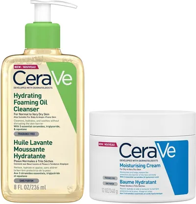 CeraVe Set - Ulei de curățare și cremă pentru față și corp, 236 ml + 340 g