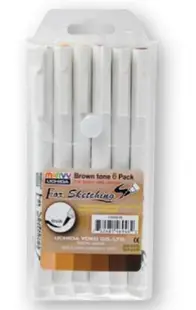 Set linere pentru desen - tip perie Uchida Marvy 4600 - 6 bucati, maro