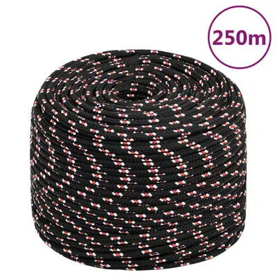 vidaXL Frânghie de barcă, negru, 8 mm, 250 m, polipropilenă