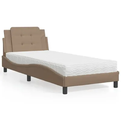 vidaXL Cadru de pat fără saltea, Zadar, cappuccino, 100x200cm piele ecologică