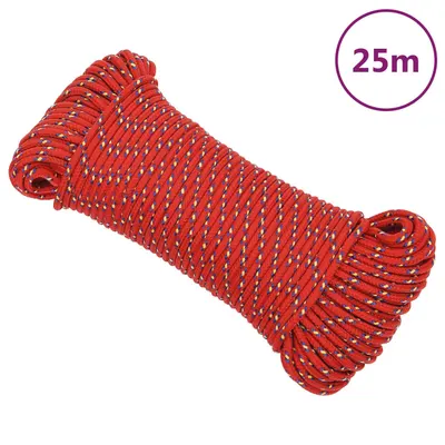 vidaXL Frânghie de barcă, roșu, 3 mm, 25 m, polipropilenă