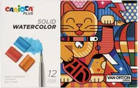 Vopsea pe bază de apă Carioca Plus - Van Orton, 12 culori, cu pensula
