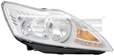 Far dreapta potrivit FORD FOCUS II - (H1/H7, reglaj electric, cu motoras, fundal cromat)