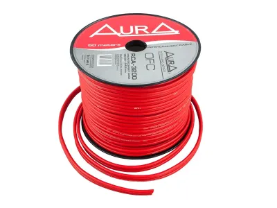Aura RCA-3200, Cablu Coaxial RCA Auto 2 Canale OFC, Ecranare Dubla, Rosu, Metru Liniar