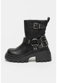 Ghete biker cu toc masiv Bravr Biker - Negru