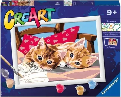 Set de pictură pe numere Ravensburger CreArt - Pisicuțe roșii