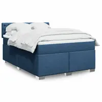 Gossi pat box spring cu saltea, albastru, 140x200 cm, textil