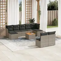 Gossi set mobilier de gradina cu perne, 10 piese, gri, poliratan