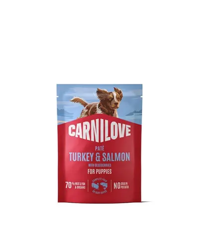 Hrană umedă CARNILOVE Pouch Paté Turkey & Salmon Puppies cu curcan și somon 300 g