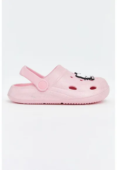 Saboti slingback cu model tematic Hello Kitty - Alb/Negru/Roz pastel