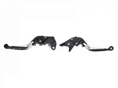 Set 2 manete frana si ambreiaj reglabile Suzuki GSXR600 97-03 750 96-03 1000 01-04 DL650 11-12, culoare gri negru