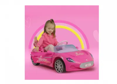 Masinuta electrica pentru copii Peg Perego Barbie, cu telecomanda, lumini Led, radio cu muzica, viteza 3 kmh, 2 motoare de 30W