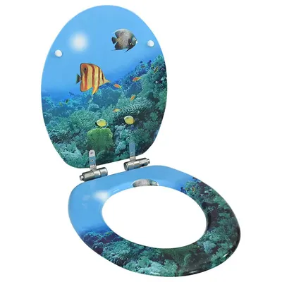 vidaXL Capac WC cu închidere silențioasă, MDF, model subacvatic