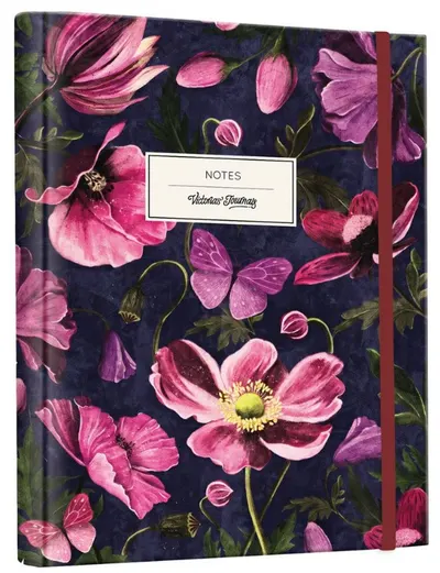 Planificator Victoria's Journals Florals - Flori, spirală ascunsă, copertă rigidă, cu linii
