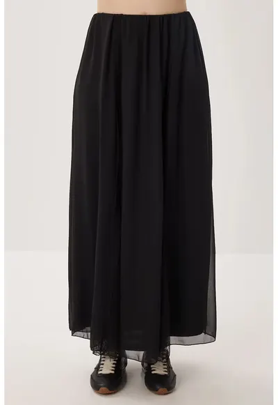 Fusta maxi Happiness Istanbul - talie inalta - negru - poliester - casual
