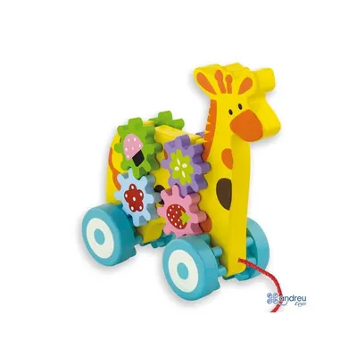 Jucarie de tras din lemn Andreu toys -Girafa