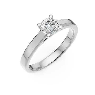 Inel de logodna din aur alb cu un diamant solitaire de 0.34ct