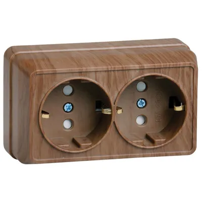 RSSh22-3-OD Dubla priza cu impamantare ing contact with protective shutter16A OKTAVA (oak)