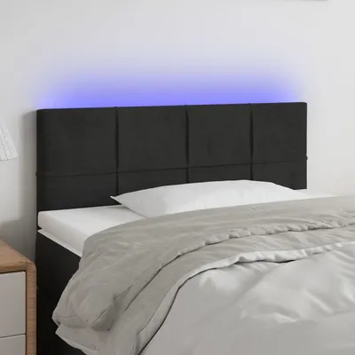 vidaXL Tăblie de pat cu LED, negru, 80x5x78/88 cm, catifea