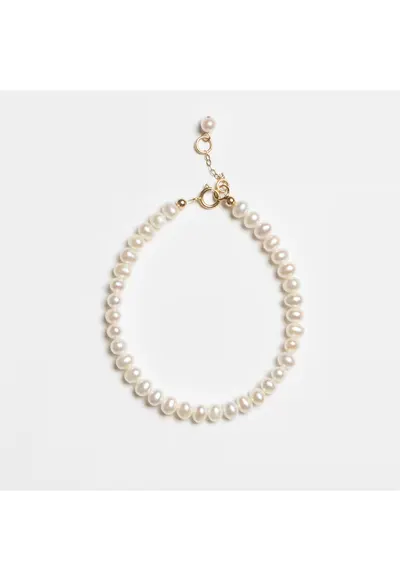 Bratara din perle albe naturale 6mm si aur filat 14K - Yvonne