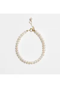 Bratara din perle albe naturale 6mm si aur filat 14K - Yvonne