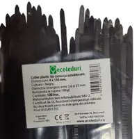 Cose , colier plastic 4x150 mm Negre 100 buc set