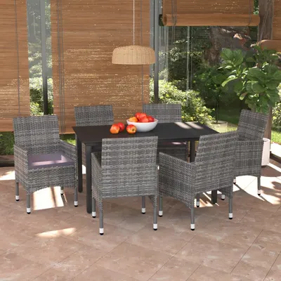 Gossi set mobilier de gradina cu perne, 7 piese, gri, poliratan
